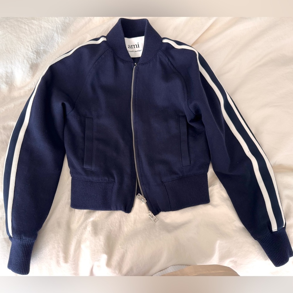 New Ami Blue and White Bomber Jacket